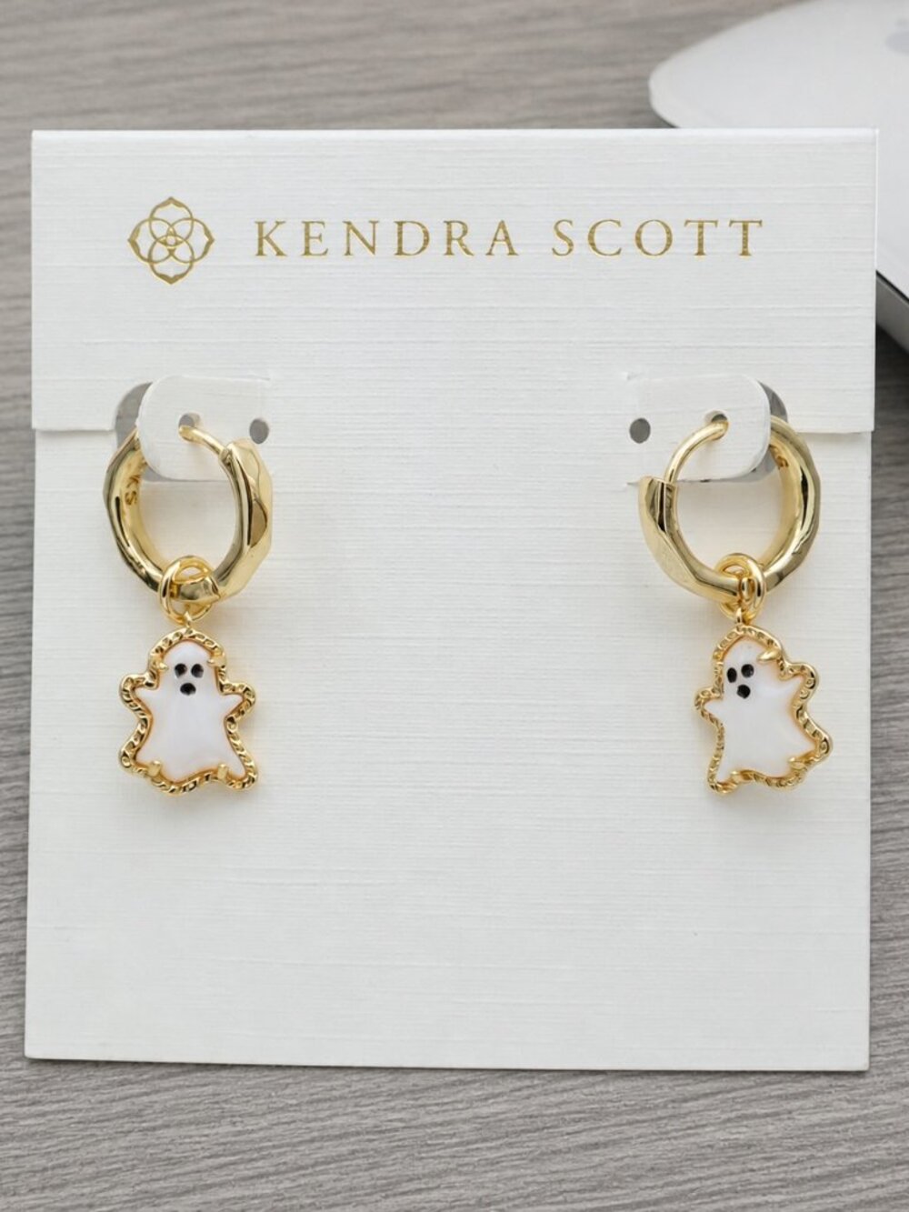 Kendra Scott Ghost Convertible Huggie Earrings Gold White Mother-of-Pearl